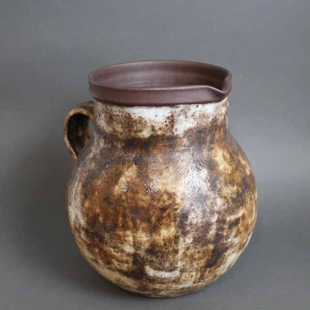 1960s Large Vintage French Stoneware Decorative Pitcher by Alexandre Kostanda, 1960s For Sale - Image 5 of 18