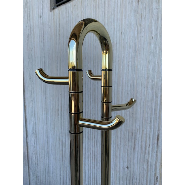 Mid-Century Modern Italian Brass Coat Stand with Round Base, Italy, 1970s For Sale - Image 11 of 18