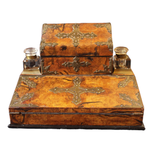 Circa 1870s English Gothic Revival Writing Slope Desk Box
