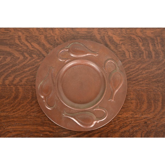 Copper Ramon Ramirez Arts & Crafts Hammered Copper Charger Plate or Tray For Sale - Image 8 of 12