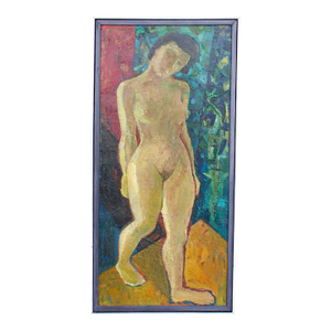 1975 Oil on Canvas Painting of a Nude Female Figure by William Brice
