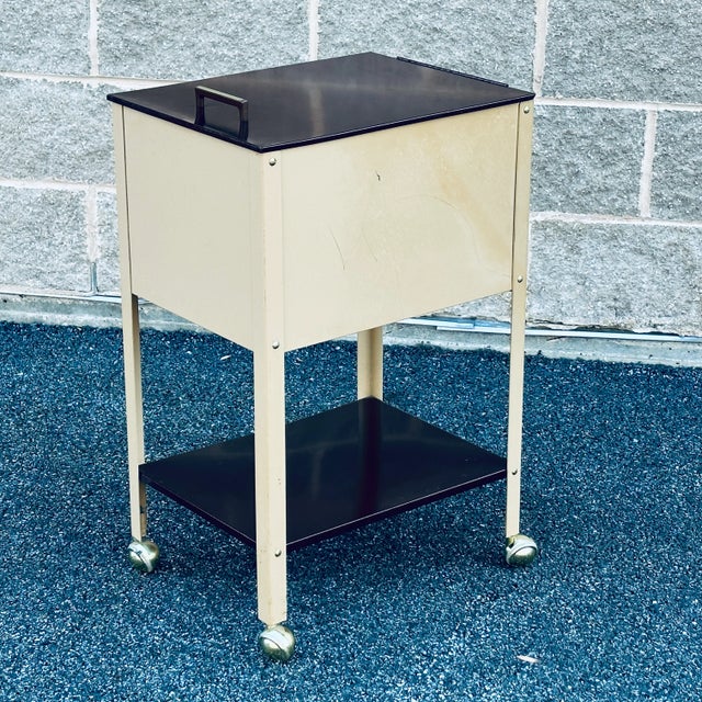 Mid-Century Modern Vintage Metal Rolling Office Cart Hanging File Cabinet With Shelf For Sale - Image 3 of 10