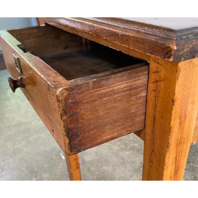 Brown Antique Primitive Wood Single Drawer Side Table For Sale - Image 8 of 8