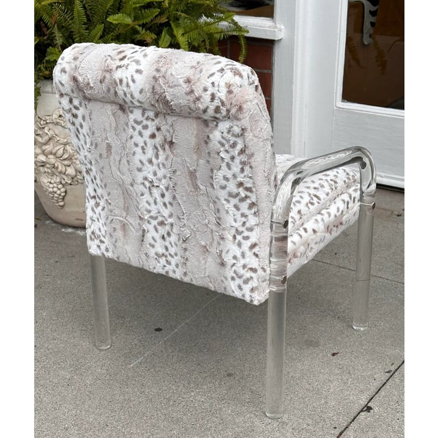 Mid-Century Modern Modern Leon Rosen for Pace Collection Lucite Faux Fur Dining Chair For Sale - Image 3 of 6