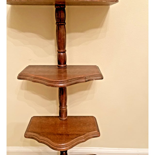 Mid-Century Modern Vintage MCM Wooden 4 Tier Wall Mounted Hanging Display Shelf For Sale - Image 3 of 5