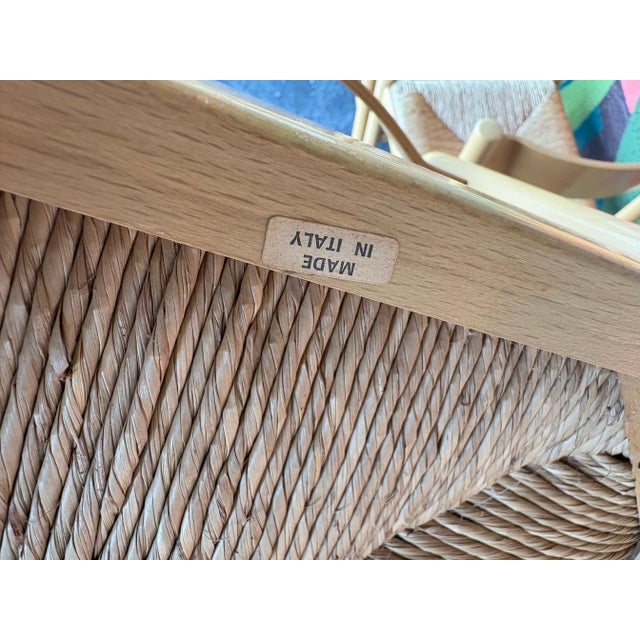 Brown Italian Hank Lowenstein Style Beech and Rush Dining Chairs For Sale - Image 8 of 8