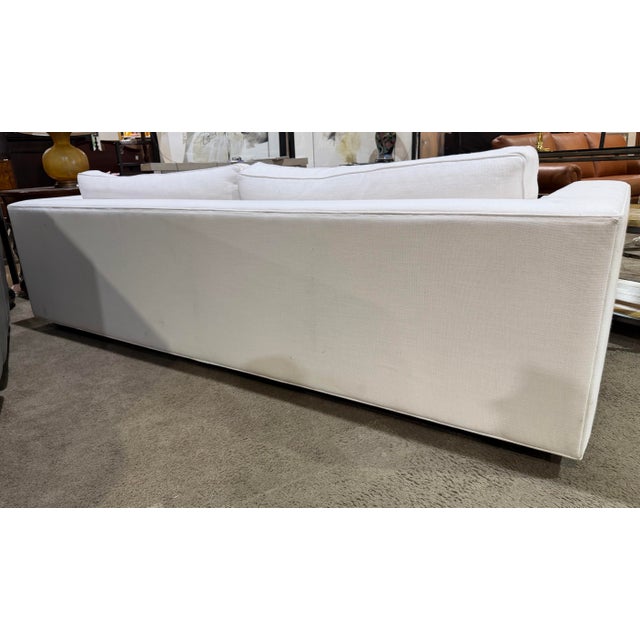 Modern Restoration Hardware White Fabric Sofa For Sale - Image 3 of 4