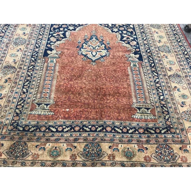 Blue Silk Tabriz Prayer Rug For Sale - Image 8 of 18
