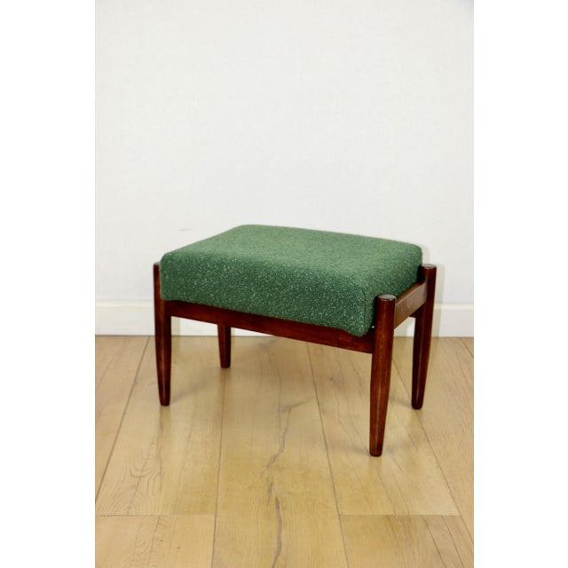 Edmund Homa stool with a green boucle seat. Stool designed by Edmund Homa, manufactured in the 1970s. Fully restored and...