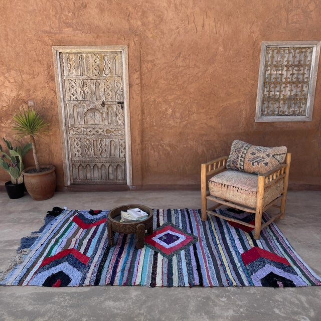 Gray 1990s Vintage Moroccan Colorful Rug - 4'12" X 8'8" Ft For Sale - Image 8 of 8