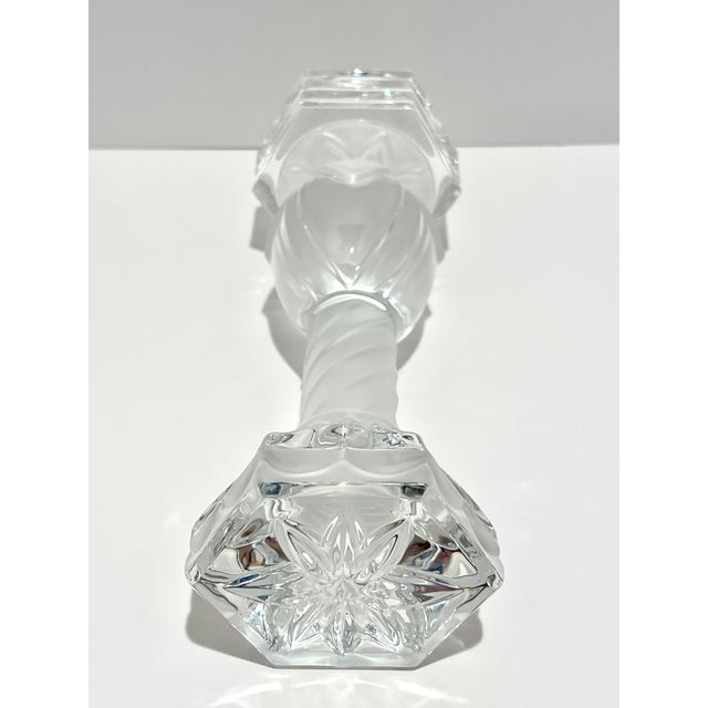 St Louis “Flore Et Pomone” French Lead Crystal Candlestick, Frosted Spiral Stem For Sale - Image 10 of 16