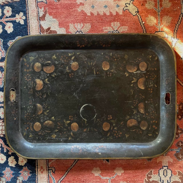 19th Century French Hand-Painted Tole Tray For Sale - Image 10 of 10