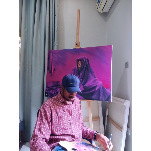 Textile Sanctuary Iv, Oil on Canvas, Unique Contemporary Painting, Franklin Ifeanyi Igwenagu (2025) For Sale - Image 7 of 7