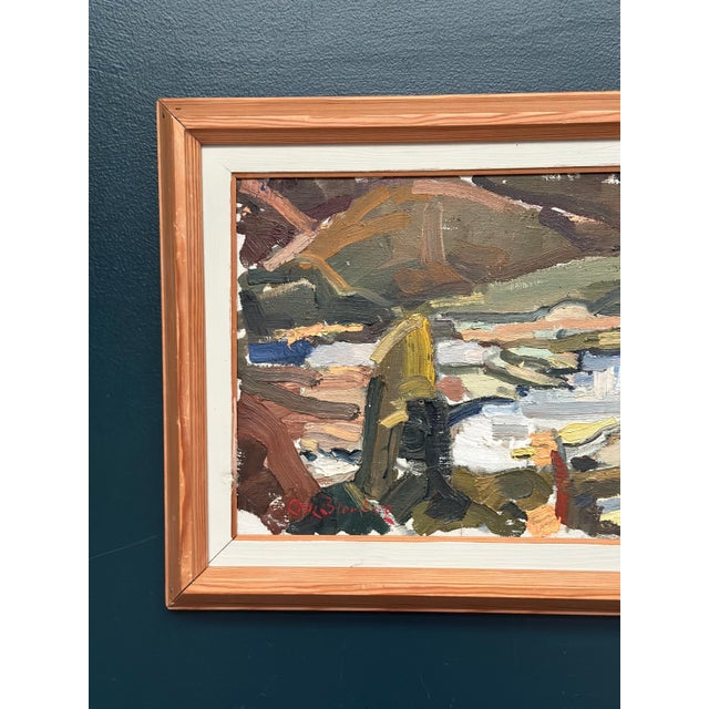 Mid-Century Modern O. Blomberg, Cubist Landscape, 1950s, Oil Painting on Canvas, Framed For Sale - Image 3 of 16
