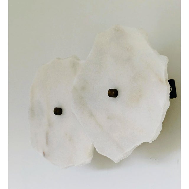 Modern Sculptural with 2 piece Marble Led Wall Sconce Light Contemporary Organic Design For Sale - Image 15 of 15