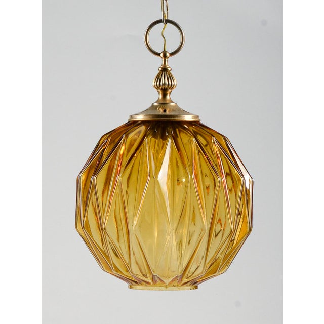 Chandelier in Faceted Amber Glass from Targetti Sankey, Italy, 1980 For Sale - Image 15 of 15