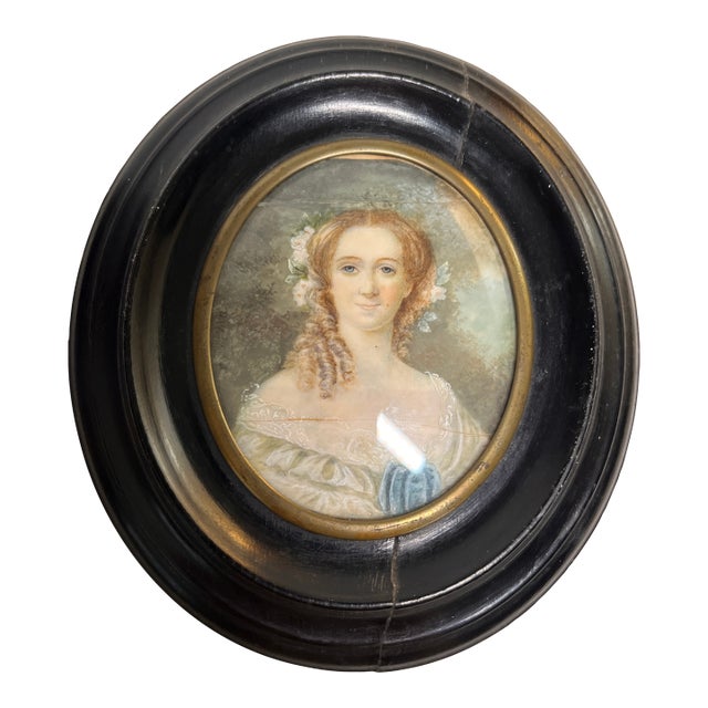 19th Century Young Lady Miniature Portrait For Sale