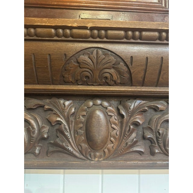 Victorian 19th Century Oak Mantel With Ornate Carvings For Sale - Image 3 of 18