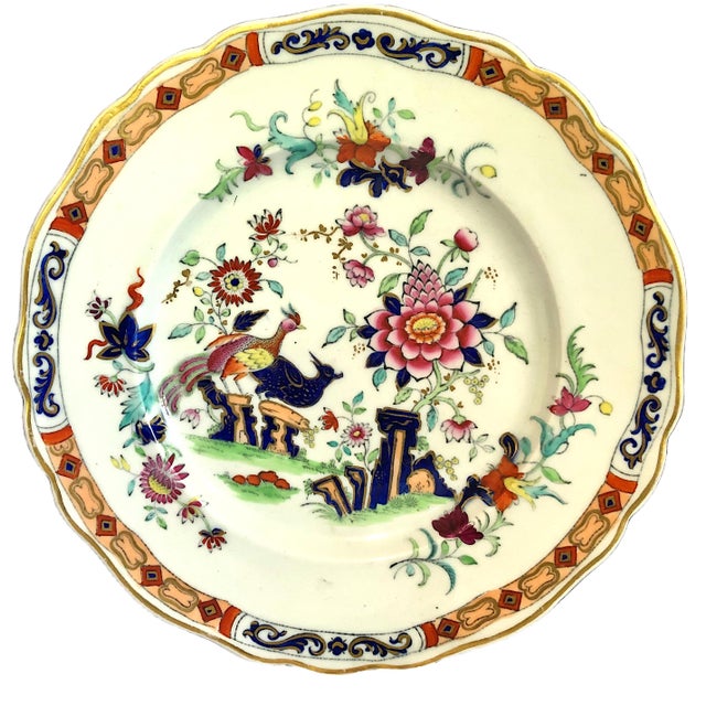 On offer is a pair of beautiful antique plates which are classic pieces of 19th-century English Patent Ironstone China,...