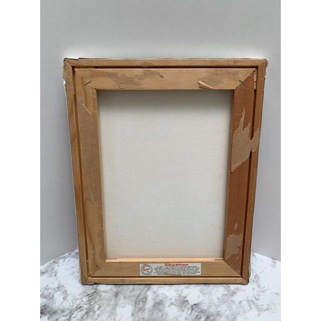 Vintage Original Canvas Painting of a Serene Patio Terrace For Sale - Image 4 of 6