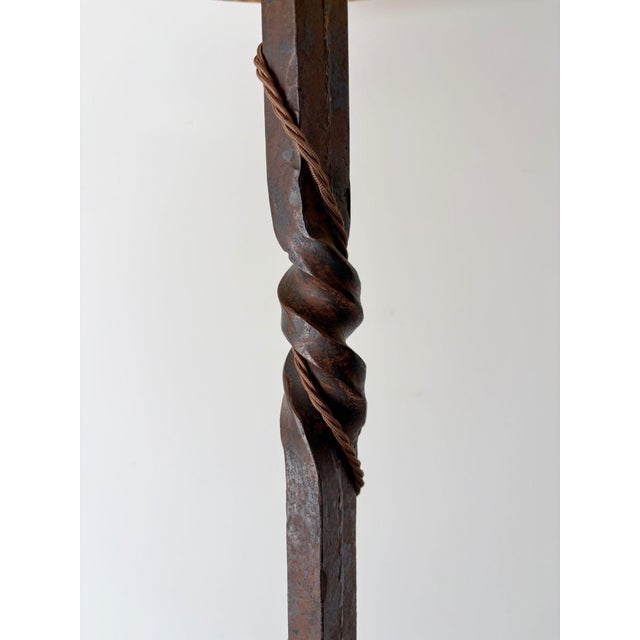 Brown Brutalist Floor Lamp in Forged Iron, France, 1940s For Sale - Image 8 of 11