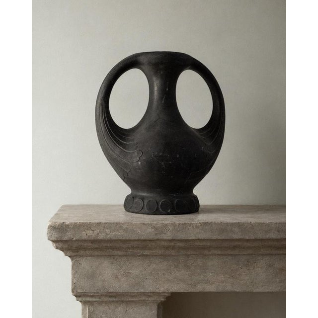 Antique Sculptural Black Lavanite Stone Vase, 1920s For Sale - Image 14 of 14
