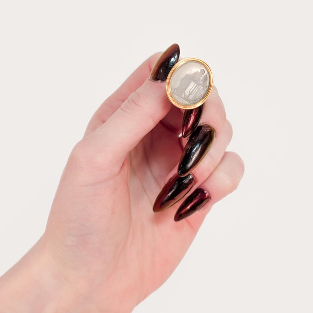 Traditional Antique Georgian Hope Allegory 14k Gold & Agate Carved Intaglio Watch Fob Seal For Sale - Image 3 of 14