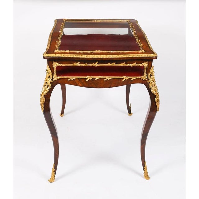 Antique 19th Century French Ormolu Mounted Bijouterie Display Table in Glass, Wood and Velvet For Sale - Image 10 of 18