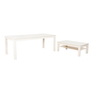 Wooden Dining Table and Coffee Table Set in Cream Beige from Hülsta, Set of 2 For Sale