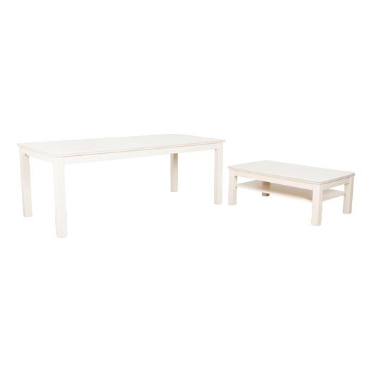 Wooden Dining Table and Coffee Table Set in Cream Beige from Hülsta, Set of 2 For Sale