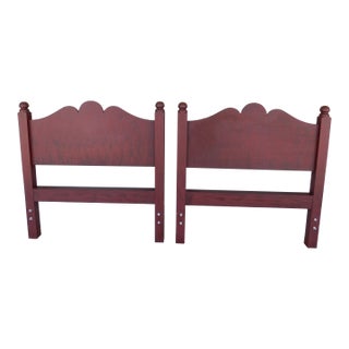 Custom Shaker Primitive Style Peter Deen Hand Painted Twin Headboards- A Pair For Sale
