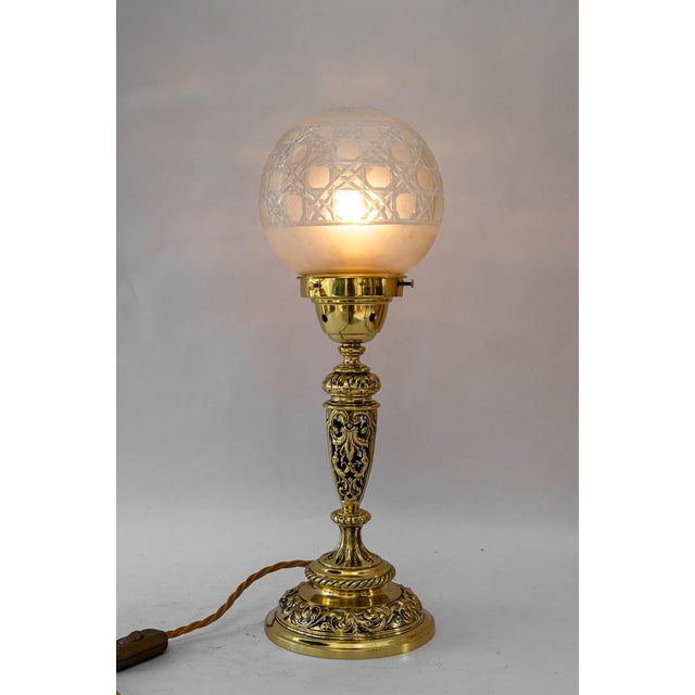 Historistic Table Lamp with Original Cut Glass Shade, Vienna, 1890s For Sale - Image 12 of 17