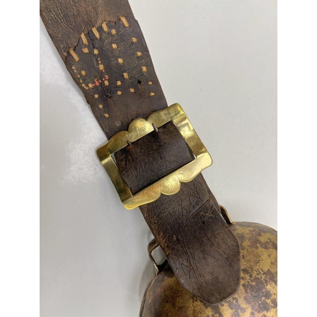 Large Cow Bell with Leather Collar and Brass Buckle, 1930s For Sale - Image 11 of 16