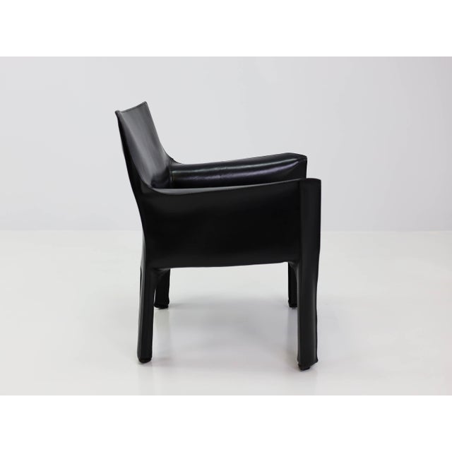 Cassina Model CAB 413 Armchairs in Black Leather by Mario Bellini for Cassina, 1977, Set of 4 For Sale - Image 4 of 13
