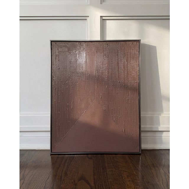 Triangle features a beautiful contrast of a matte triangle paired with high gloss textured lines in rich mauve paints....