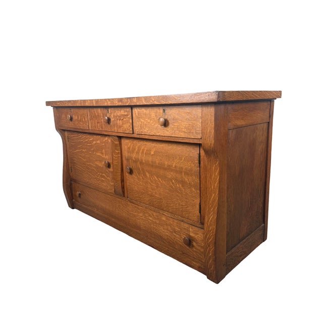Antique Quarter-Sawn Oak Sideboard For Sale - Image 17 of 18