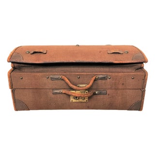 Antique Leather Car Travel Trunk, 1930s For Sale