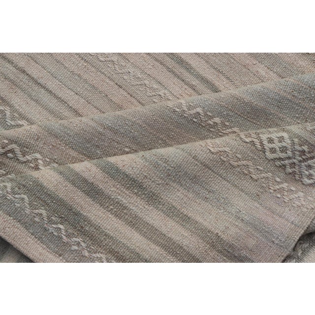 Textured Horizontal Stripe Design Turkish Vintage Kilim Rug in Soft Pastels For Sale - Image 10 of 11
