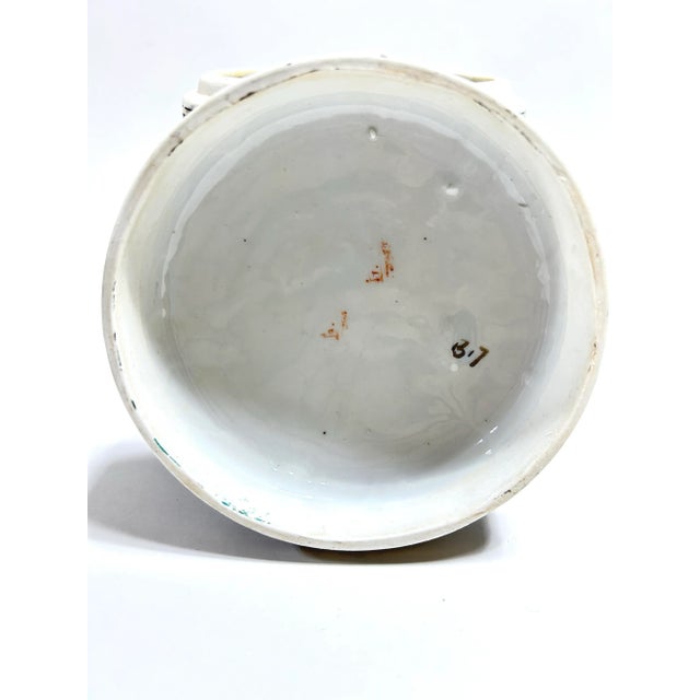 Chinoiserie Porcelain Lidded Ginger Jar – Vintage Floral Greek Key Decorative Jar For Sale - Image 9 of 12