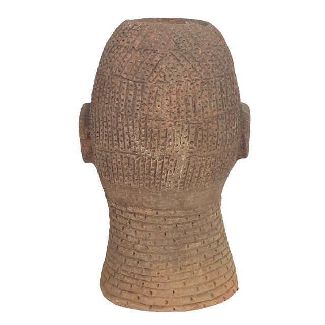 Vintage Rare Large Ife Clay / Terracotta Head of Oni Yoruba Nigeria African 17.5" H For Sale - Image 4 of 7