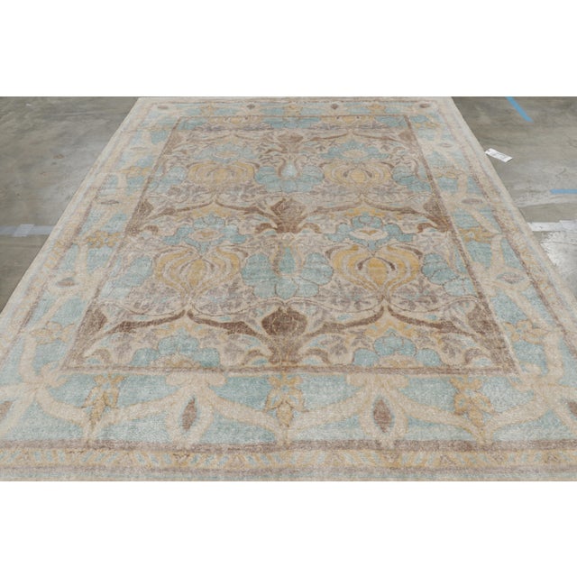 Traditional Rug & Kilim’s Oushak Style Rug in Blue and Beige-Brown With Floral Patterns For Sale - Image 3 of 8