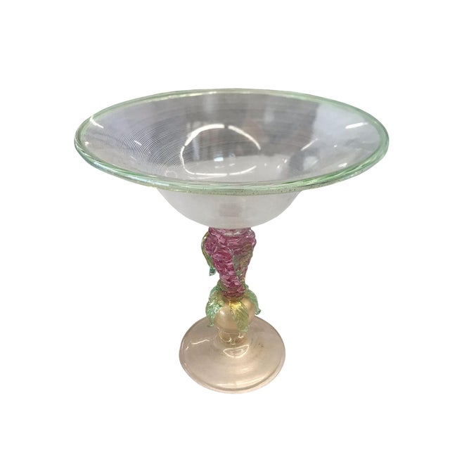 Murano Zanfirico Art Glass Compote Chairish