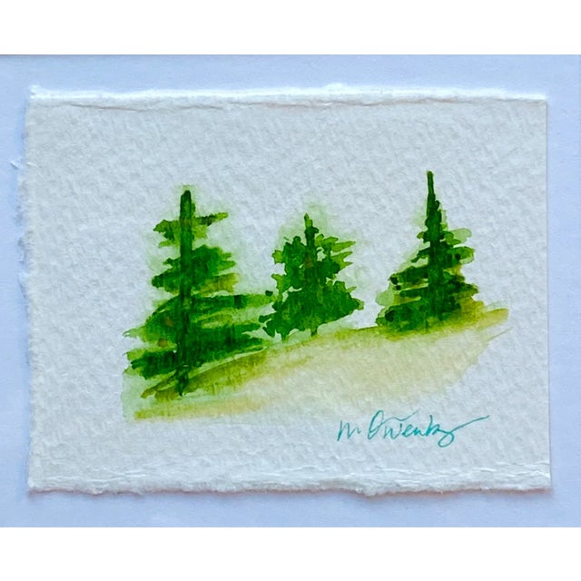 13 x 11 Original Miniature Watercolor Landscape by Michelle Owenby Oversized Mat Gilded Silver Wooden Frame Wired + Ready...