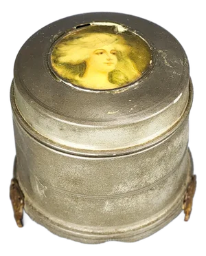 1920's French Metal Powder Puff Music Trinket Box