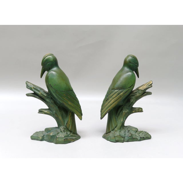 Art Deco Woodpecker Bookrests, France, Set of 2 For Sale - Image 4 of 18