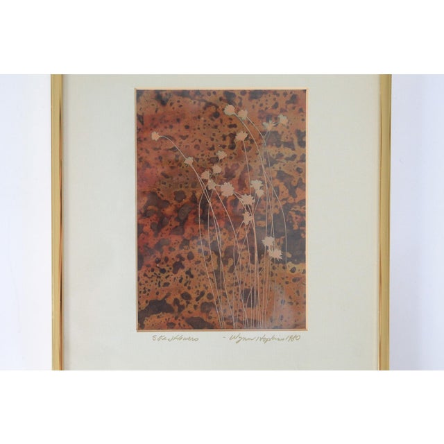 1980's Framed Etched Copper Foliage Art Wall Hangings S/3 For Sale In Milwaukee - Image 6 of 11