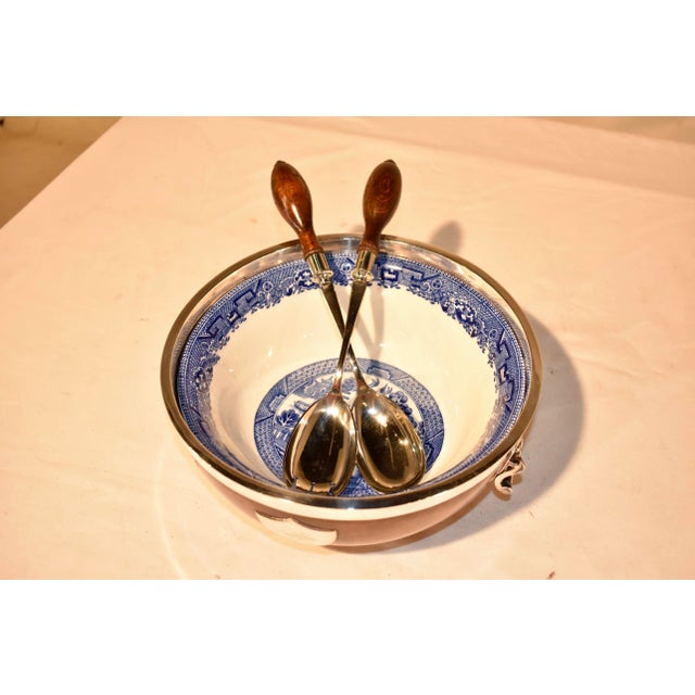 Brown Circa 1900 English Treen Bowl With Servers For Sale - Image 8 of 8