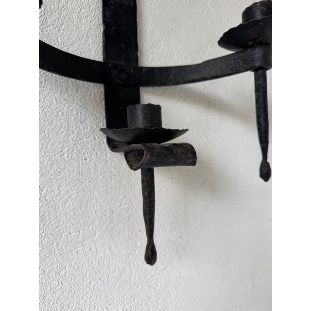 Brutalist Wall Sconces in Wrought Iron, 1890s, Set of 2 For Sale - Image 10 of 18