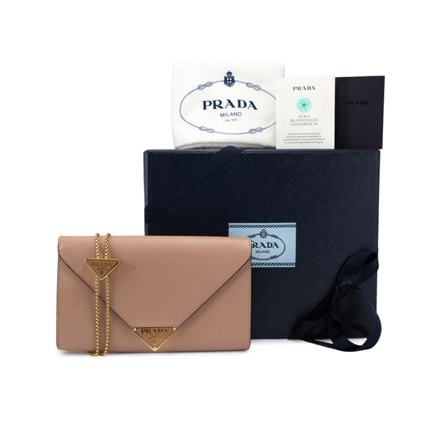 Modern Prada Saffiano Leather Beige Color Gold Hardware Mini Wallet Bag For Sale - Image 3 of 11