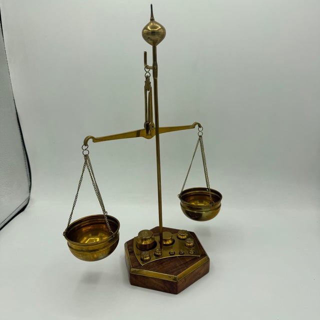 Precision Scale in Brass and Wood, 1920s For Sale - Image 11 of 12